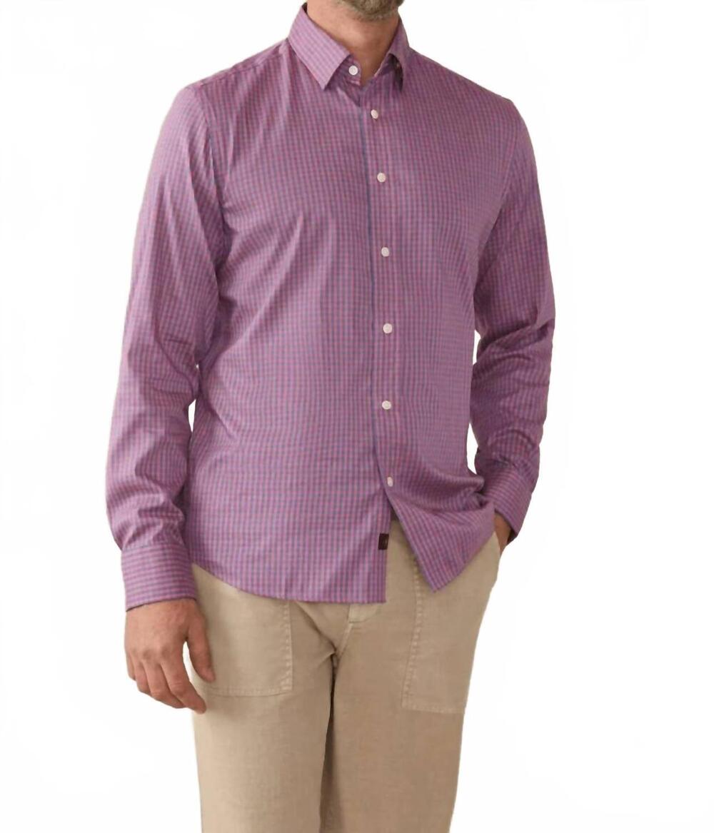 NEW FAHERTY movement shirt in blue rose gingham